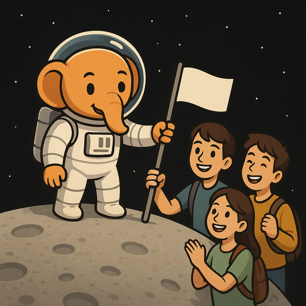 Astronauta Comuhack guiando estudiantes